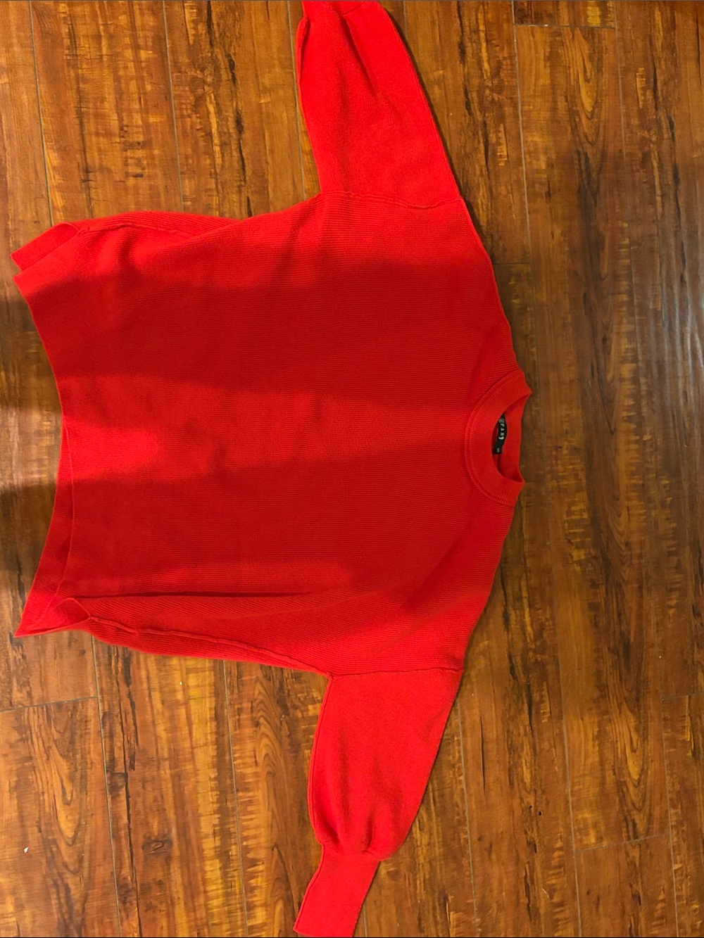 Women's Red Crewneck Sweatshirt Jacket
